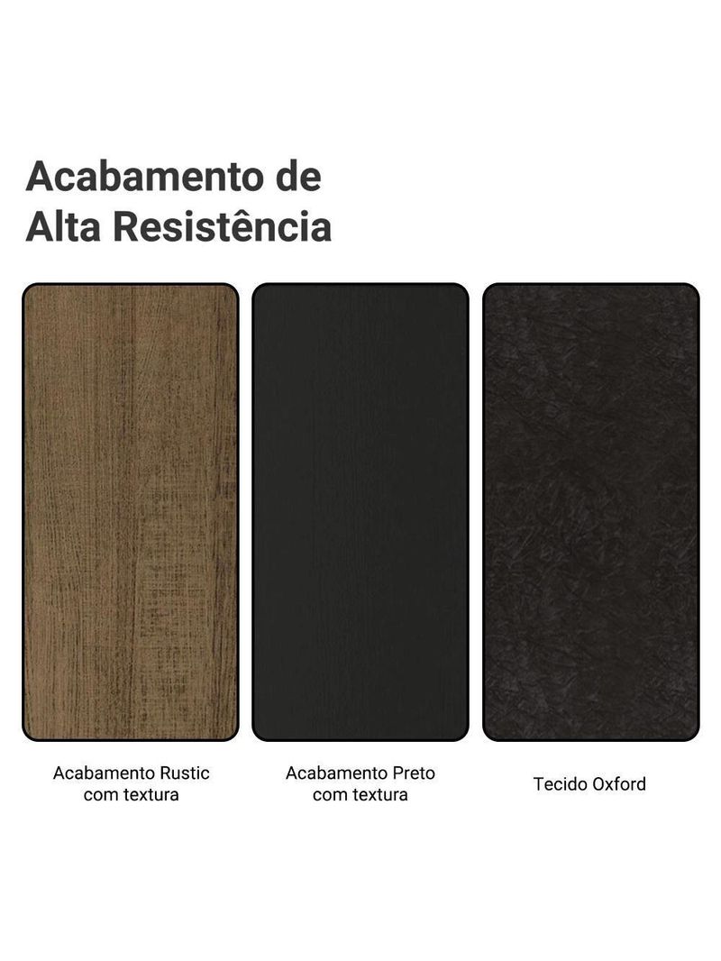 Conjunto Sala De Jantar Tampo De Madeira 6 Cadeiras Rustic/preto/oxford York Madesa