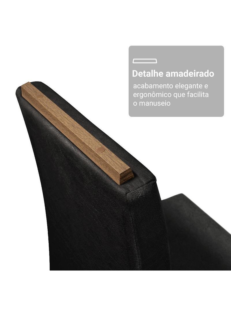 Conjunto Sala De Jantar Tampo De Madeira 6 Cadeiras Rustic/preto/oxford York Madesa
