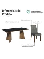 Conjunto Sala De Jantar Tampo De Madeira 6 Cadeiras Rustic/preto/silver Minsk Madesa