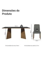 Conjunto Sala De Jantar Tampo De Madeira 6 Cadeiras Rustic/preto/silver Minsk Madesa