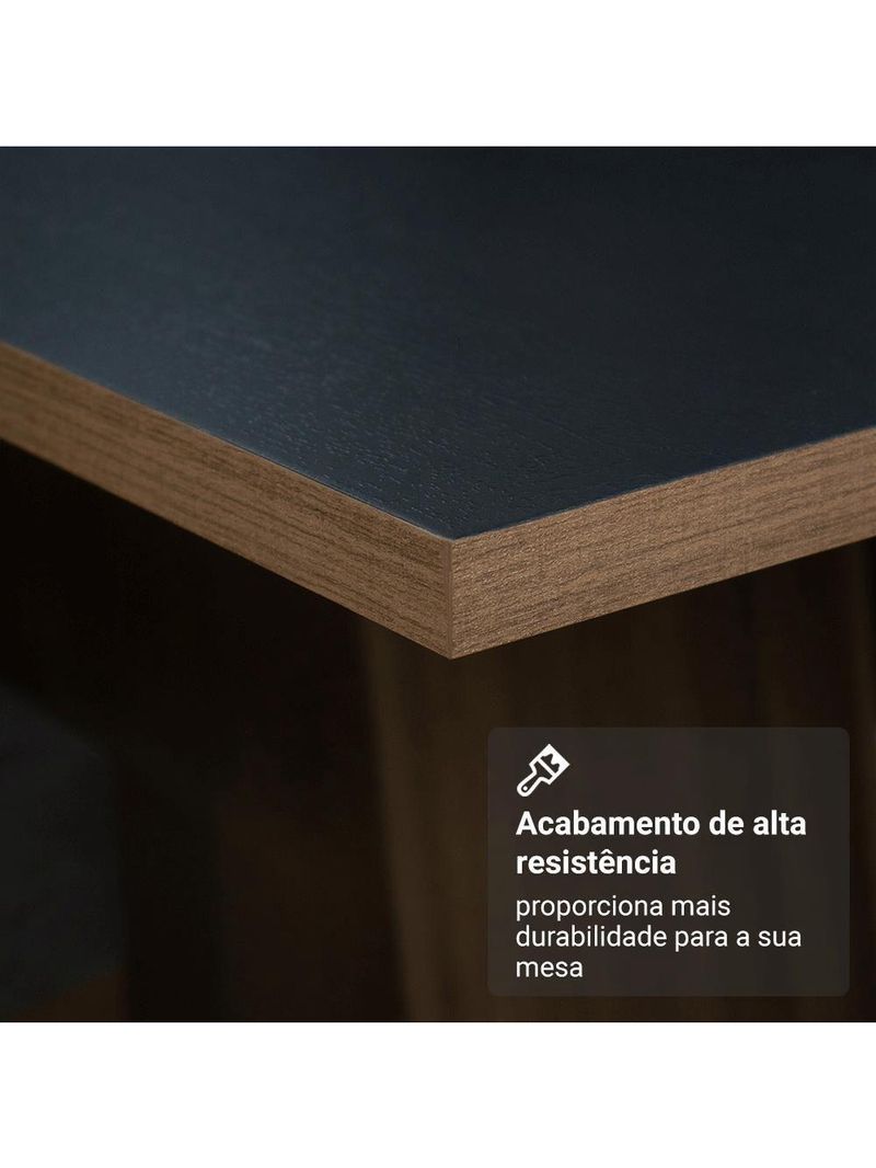 Conjunto Sala De Jantar Tampo De Madeira 6 Cadeiras Rustic/preto/silver Minsk Madesa