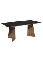 Conjunto Sala De Jantar Tampo De Madeira 6 Cadeiras Rustic/preto/silver Minsk Madesa