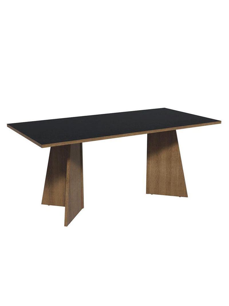 Conjunto Sala De Jantar Tampo De Madeira 6 Cadeiras Rustic/preto/silver York Madesa