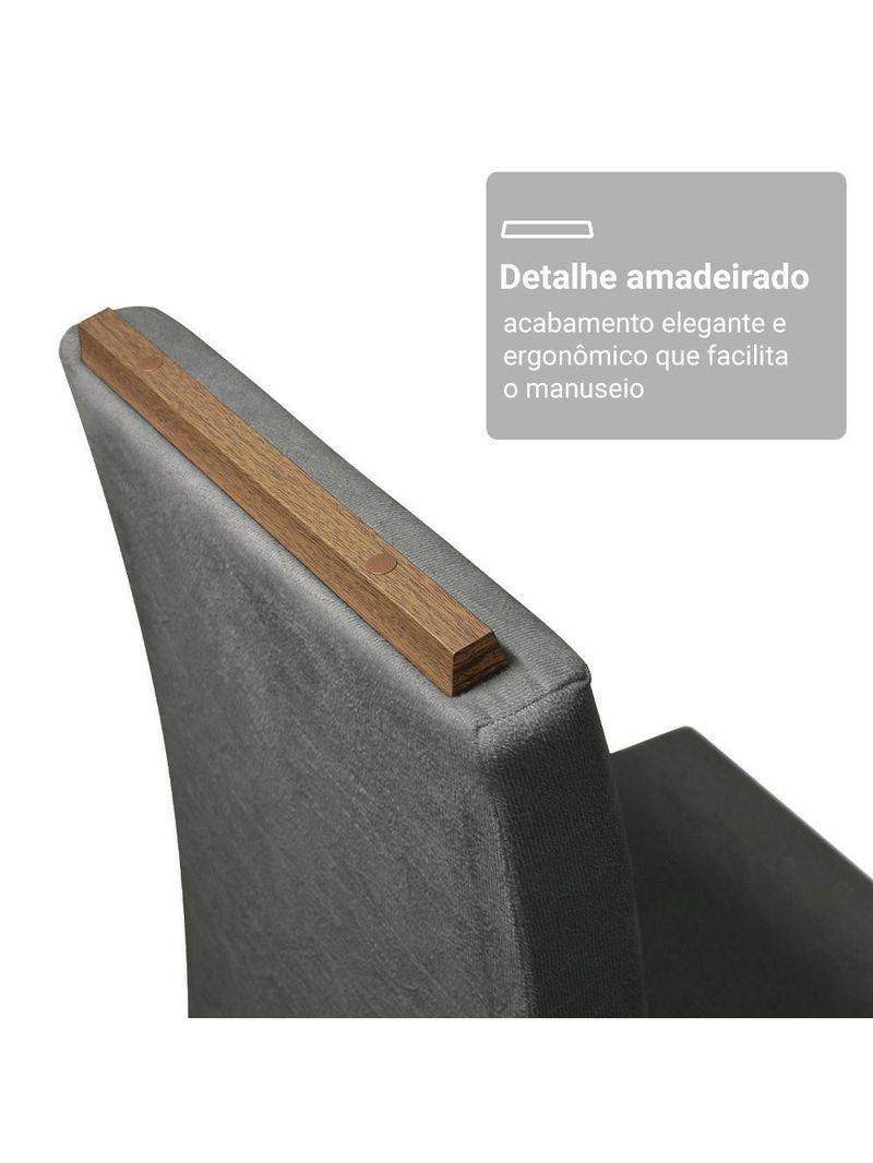 Conjunto Sala De Jantar Tampo De Madeira 6 Cadeiras Rustic/preto/silver York Madesa