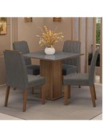 Conjunto Sala De Jantar Tampo De Vidro 4 Cadeiras Rustic/cinza/silver Capri Madesa