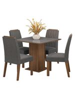 Conjunto Sala De Jantar Tampo De Vidro 4 Cadeiras Rustic/cinza/silver Capri Madesa