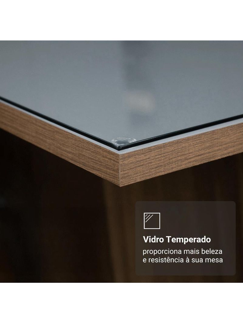 Conjunto Sala De Jantar Tampo De Vidro 4 Cadeiras Rustic/cinza/silver Capri Madesa