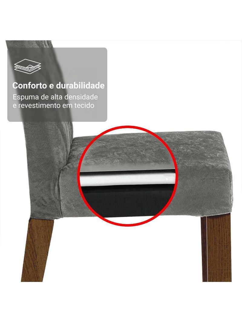 Conjunto Sala De Jantar Tampo De Vidro 4 Cadeiras Rustic/cinza/silver Capri Madesa