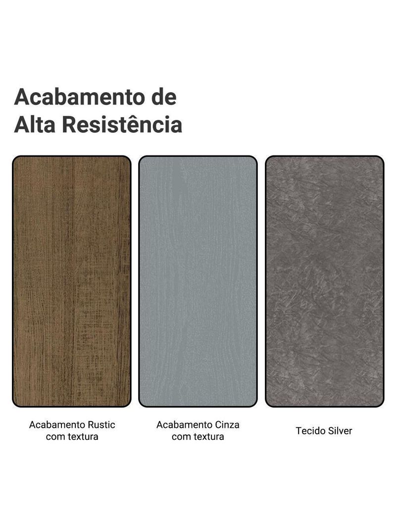 Conjunto Sala De Jantar Tampo De Vidro 4 Cadeiras Rustic/cinza/silver Capri Madesa