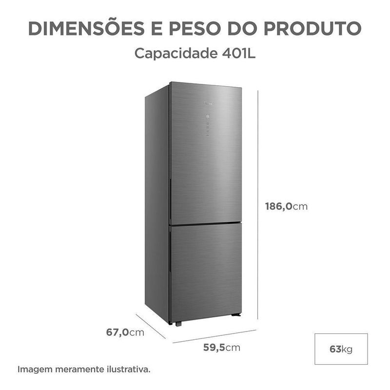 Refrigerador Midea Frost Free Inverse 401L Inverter Inox Bivolt (MDRB548FGD463)