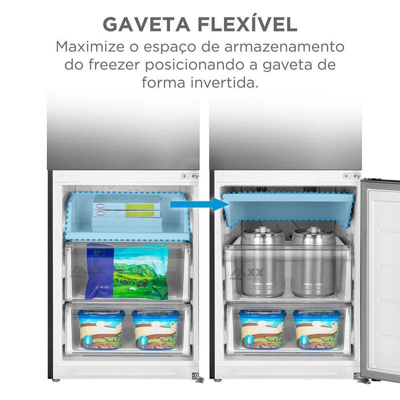 Refrigerador Midea Frost Free Inverse 401L Inverter Inox Bivolt (MDRB548FGD463)