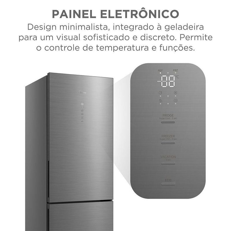Refrigerador Midea Frost Free Inverse 401L Inverter Inox Bivolt (MDRB548FGD463)