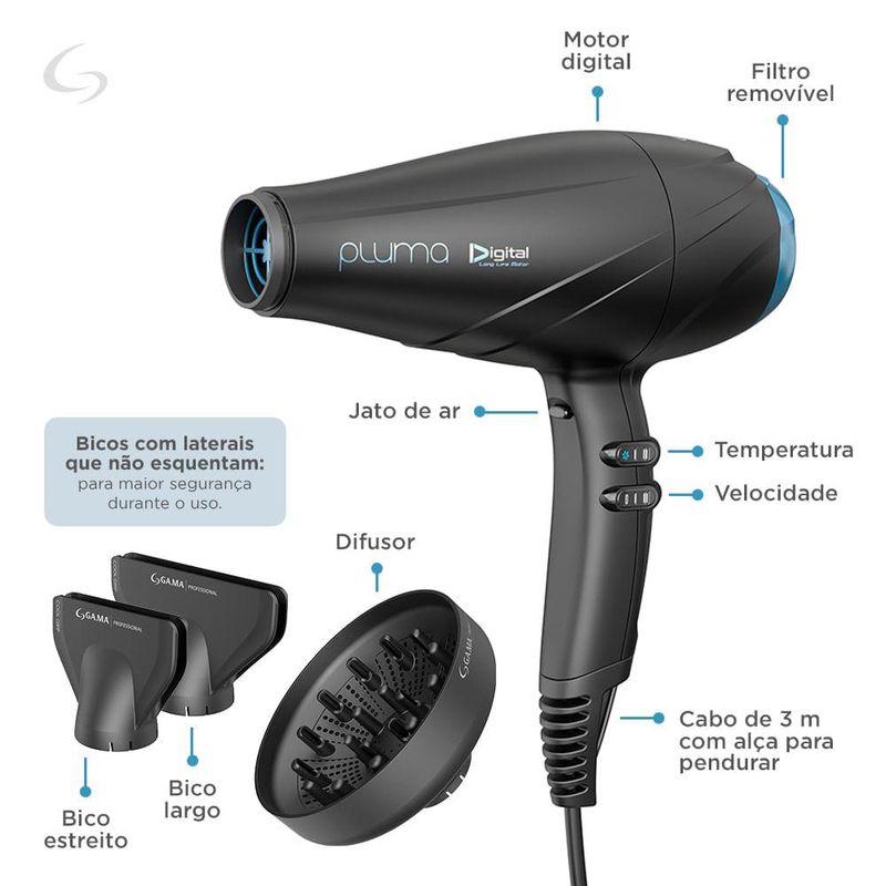 Secador profissional pluma digital 3300w