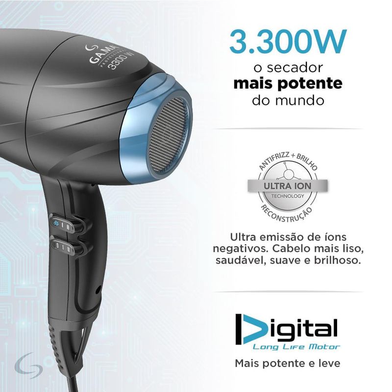 Secador profissional pluma digital 3300w