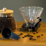 Suporte filtro café borosilicato transparente com acessório