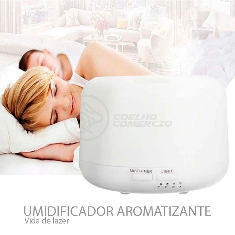 Aromatizador Umidificador Difusor A770 Aquilae 300ML LED RGB Ionizador Branco Bivolt