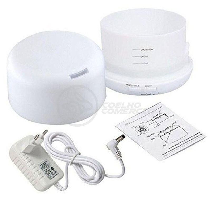 Aromatizador Umidificador Difusor A770 Aquilae 300ML LED RGB Ionizador Branco Bivolt