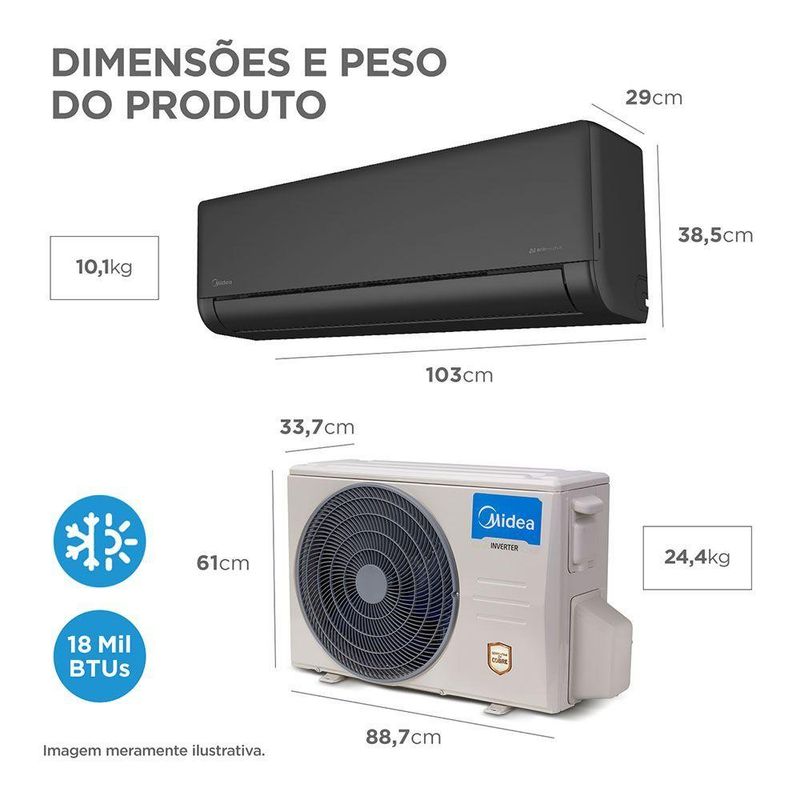Ar Condicionado Split Inverter Midea AI Ecomaster Black 18000 BTUs Quente e Frio 220V 38EMVQA18M5