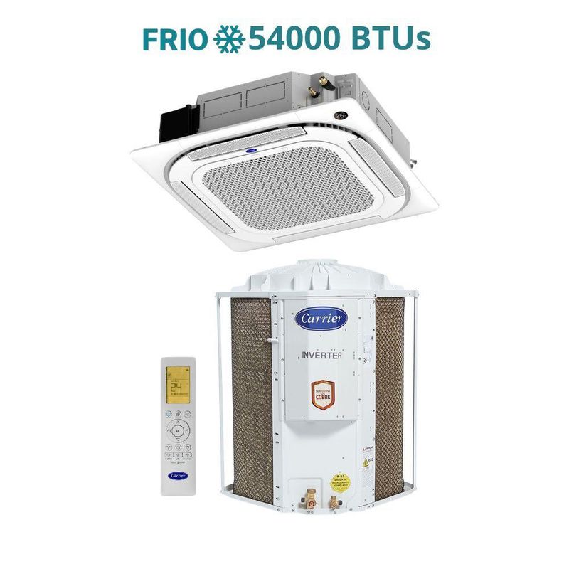 Ar Condicionado Split Cassete 4 Vias Carrier 54000 BTUs Frio Inverter 220V R32 38CCVF54515MCA
