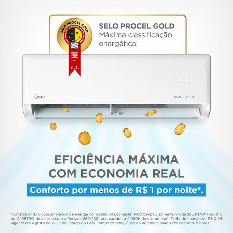 Ar Condicionado Split Inverter Midea AI Ecomaster Pro 9000 BTUs Frio 220V 38EZVCB09M5
