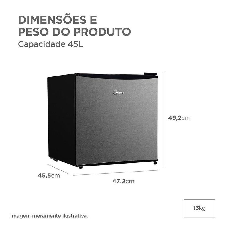 Frigobar Midea Inverter 45L Bivolt Prata MDRD086FGD503