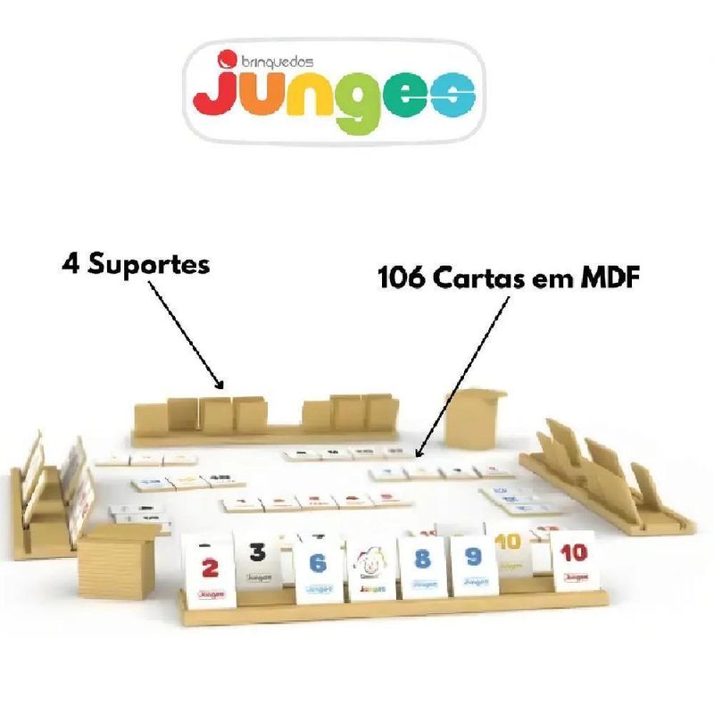 Jogo de Tabuleiro Rummi Game Kub Madeira Educativo 106 Cartas 4 Suportes Mdf Crianca Adulto