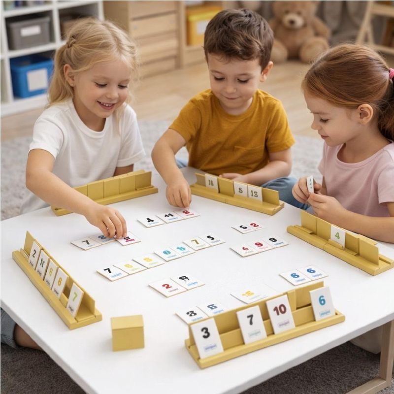 Jogo de Tabuleiro Rummi Game Kub Madeira Educativo 106 Cartas 4 Suportes Mdf Crianca Adulto