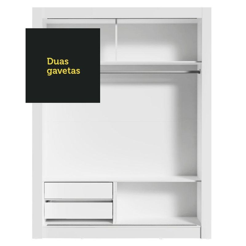 Guarda-roupa infantil madesa bento 2 portas de correr 2 gavetas - branco