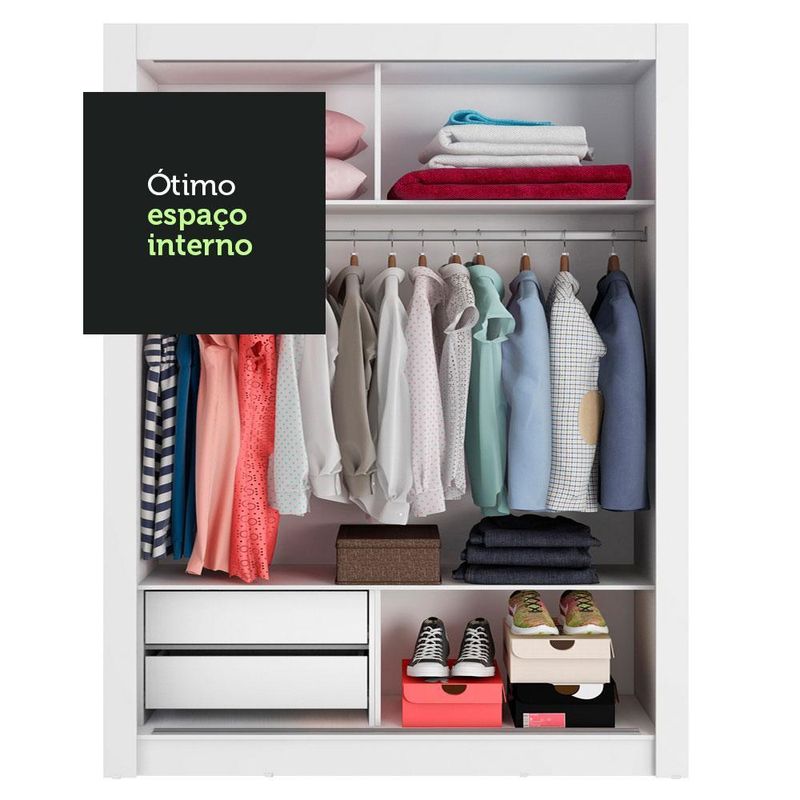 Guarda-roupa infantil madesa bento 2 portas de correr 2 gavetas - branco