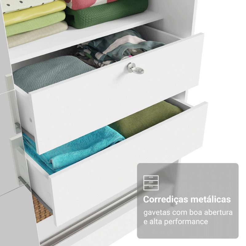 Quarto infantil completo guarda roupa 2 portas 2 gavetas com espelho e cômoda madesa