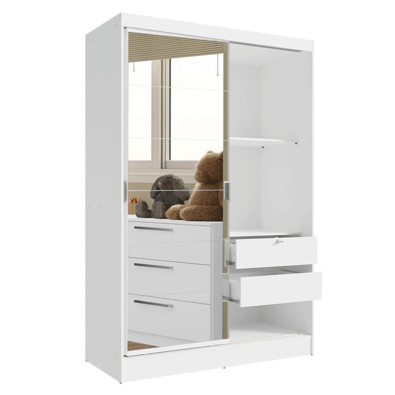 Quarto infantil completo guarda roupa 2 portas 2 gavetas com espelho e cômoda madesa
