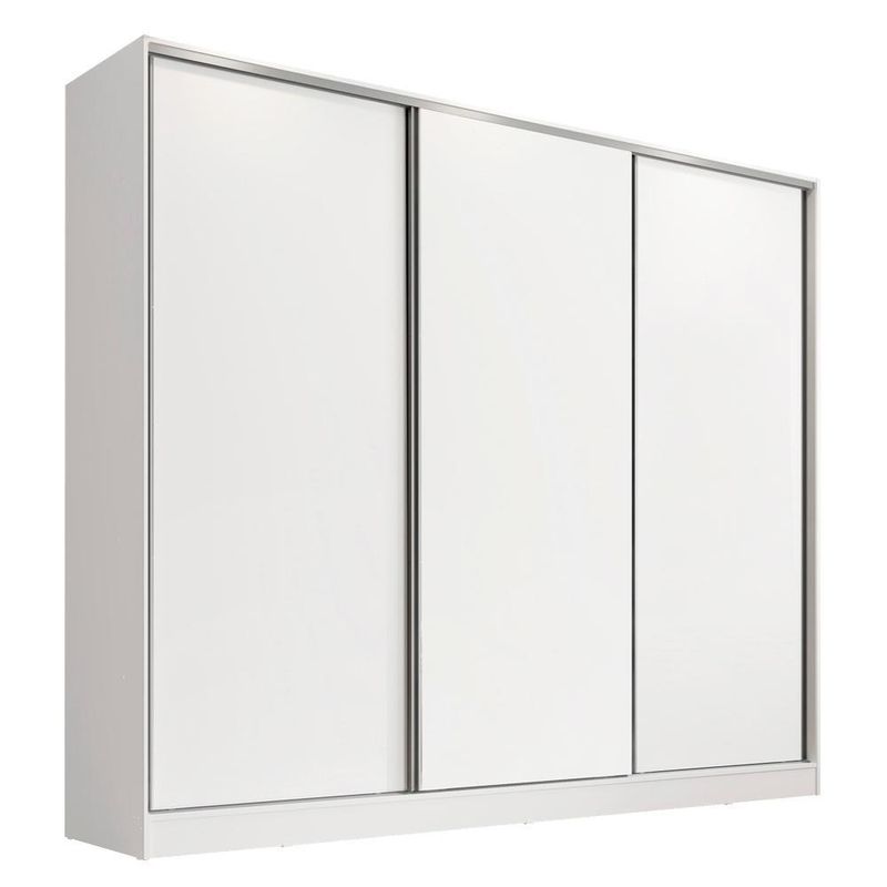 Guarda roupa infantil 100% mdf madesa logan 3 portas de correr - branco