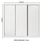Guarda roupa infantil 100% mdf madesa logan 3 portas de correr - branco