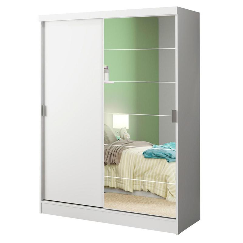 Guarda-roupa infantil madesa nick 2 portas de correr com espelho - branco