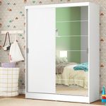 Guarda-roupa infantil madesa nick 2 portas de correr com espelho - branco