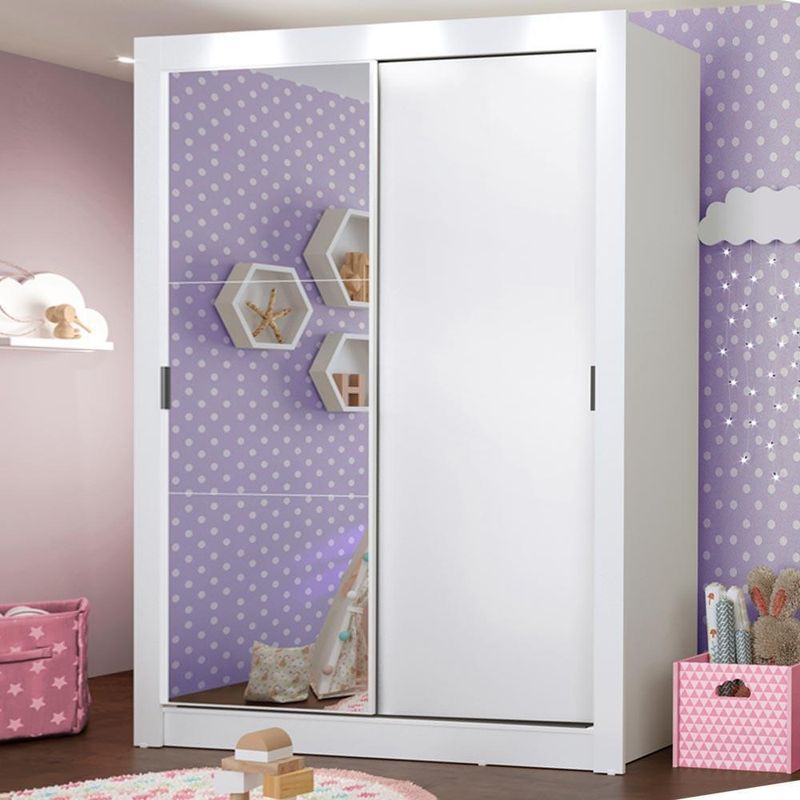 Guarda-roupa infantil madesa enzo 2 portas de correr com espelho
