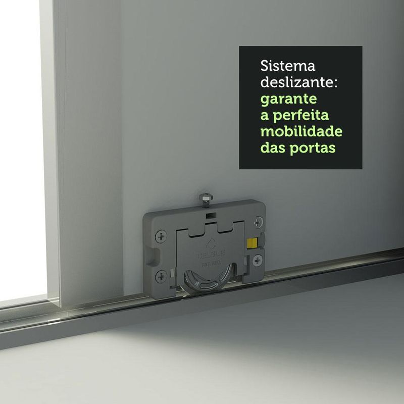 Guarda roupa infantil 100% mdf madesa logan 3 portas de correr de espelho com pés - branco