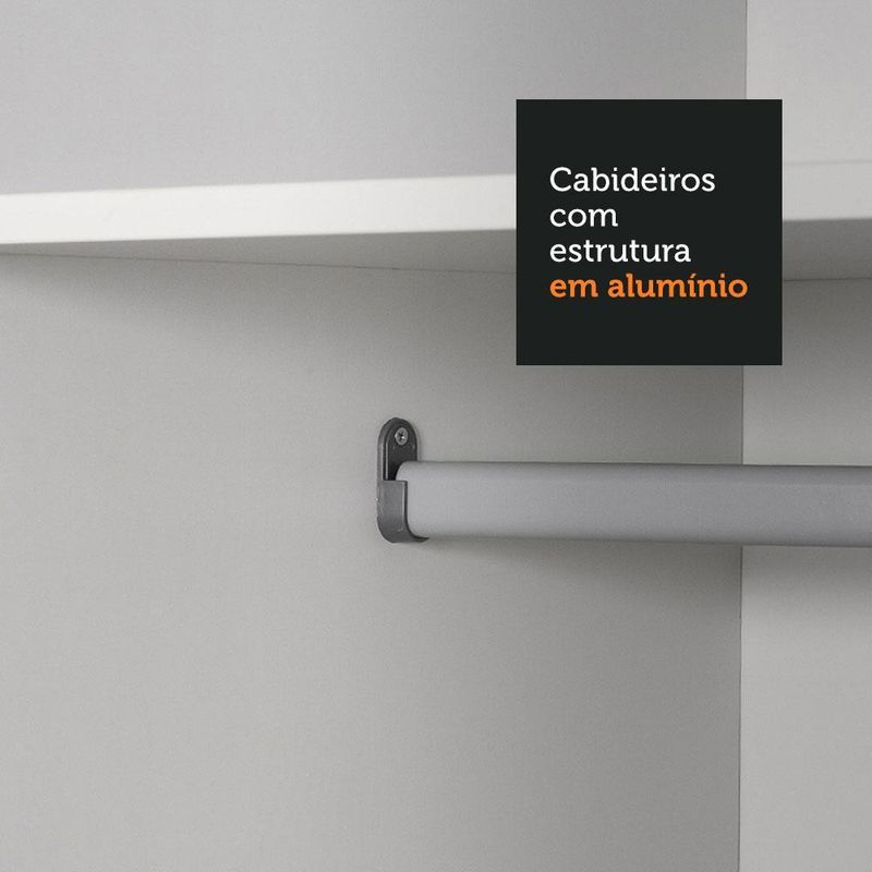 Guarda roupa infantil 100% mdf madesa logan 3 portas de correr de espelho com pés - branco