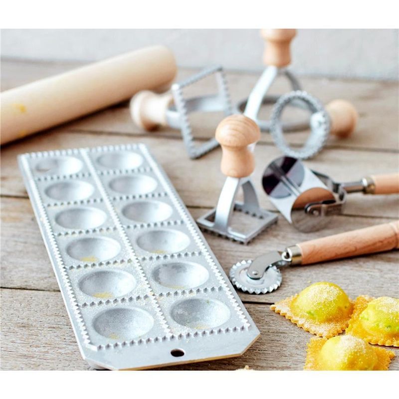 Conjunto de acessórios para pasta eppicotispai em madeira e inox – 8 peças