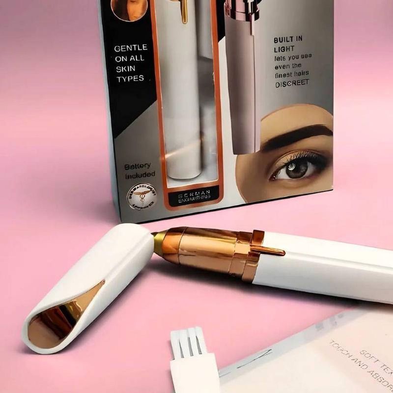 Kit Depilador Caneta Depiladora para Sobrancelhas Branco Flawless Recarregável USB LED