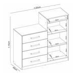 Cômoda Áurea 2 Portas 4 Gavetas em MDF com Puxador Metal Bronze Branco