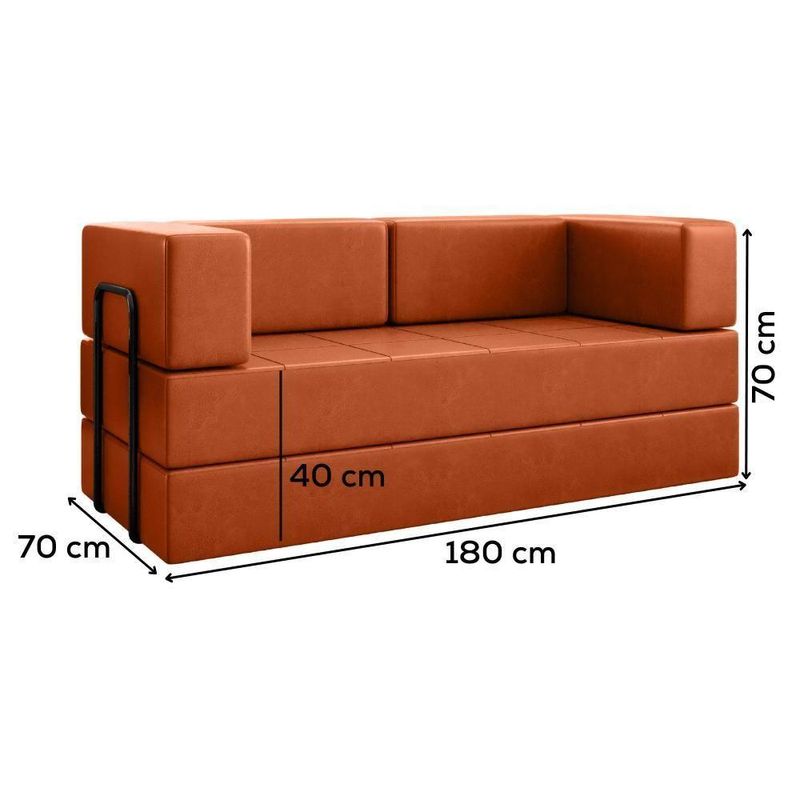 Sofá Cama Modular New Monaco 2 Lugares 180CM Corino Dallas Vns Concept