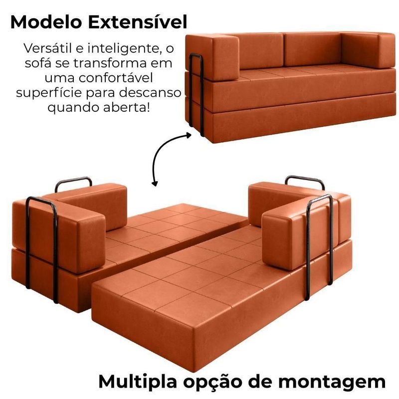 Sofá Cama Modular New Monaco 2 Lugares 180CM Corino Dallas Vns Concept