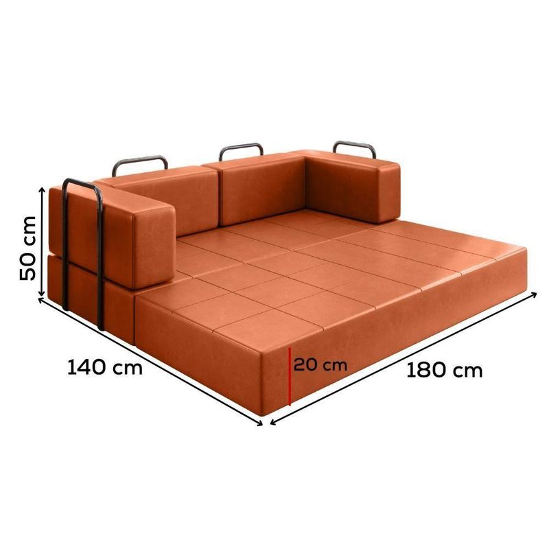 Sofá Cama Modular New Monaco 2 Lugares 180CM Corino Dallas Vns Concept