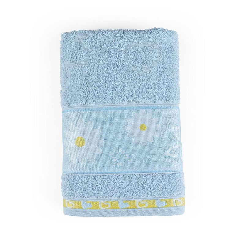 Toalha de banho avulsa minimi infantil 100% algodão - 1,15m x 75cm - margarida - azul