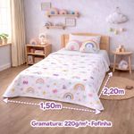 Manta cobertor lutti solteiro infantil  220g/m² 2,20x1,50m fofinha não desbota arco Íris rainbow rosa