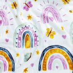 Manta cobertor lutti solteiro infantil  220g/m² 2,20x1,50m fofinha não desbota arco Íris rainbow rosa