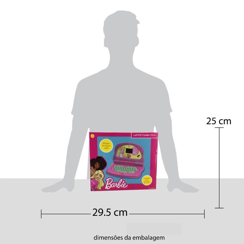 Laptop infantil educativo candide barbie charm tech bilíngue