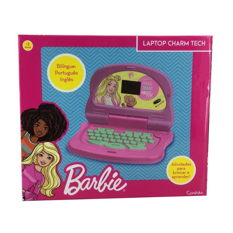 Laptop infantil educativo candide barbie charm tech bilíngue