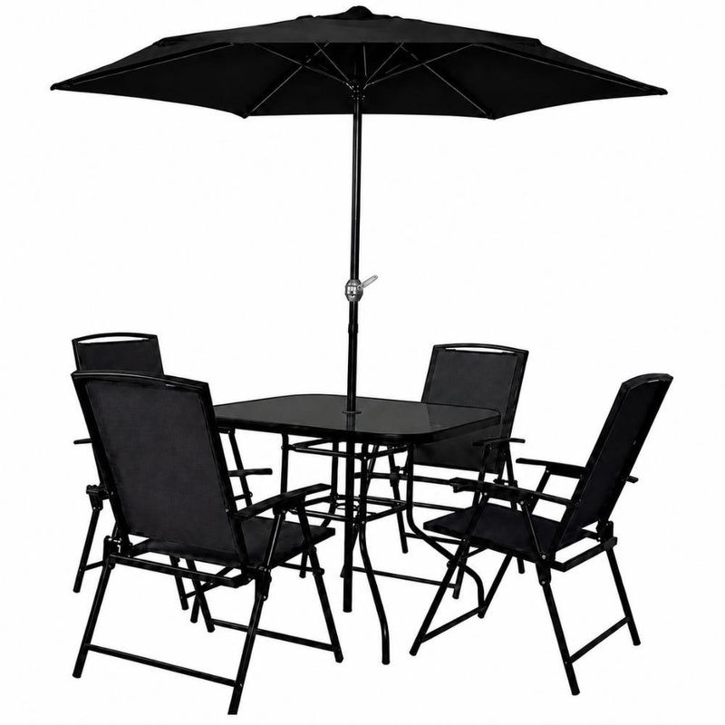 Conjunto com Mesa 4 Cadeiras e Guarda Sol 180CM Riviera para Jardim CASA LYS